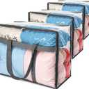 3 Pcs 110L Large Capacity Clear Storage Bags with Zipper for Comforters, Blankets, Bedding, Quilts, Pillows Plastic Storage Bags for Organizing Seasonal Clothes and Household Items, 