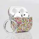 Compatible with Airpods Pro 3 Case 2025 Glitter Cute Cases for Airpods Pro 3rd Generation Bling Cover Keychain for Airpod Pro 3 Case Women & Girls (Colorful)