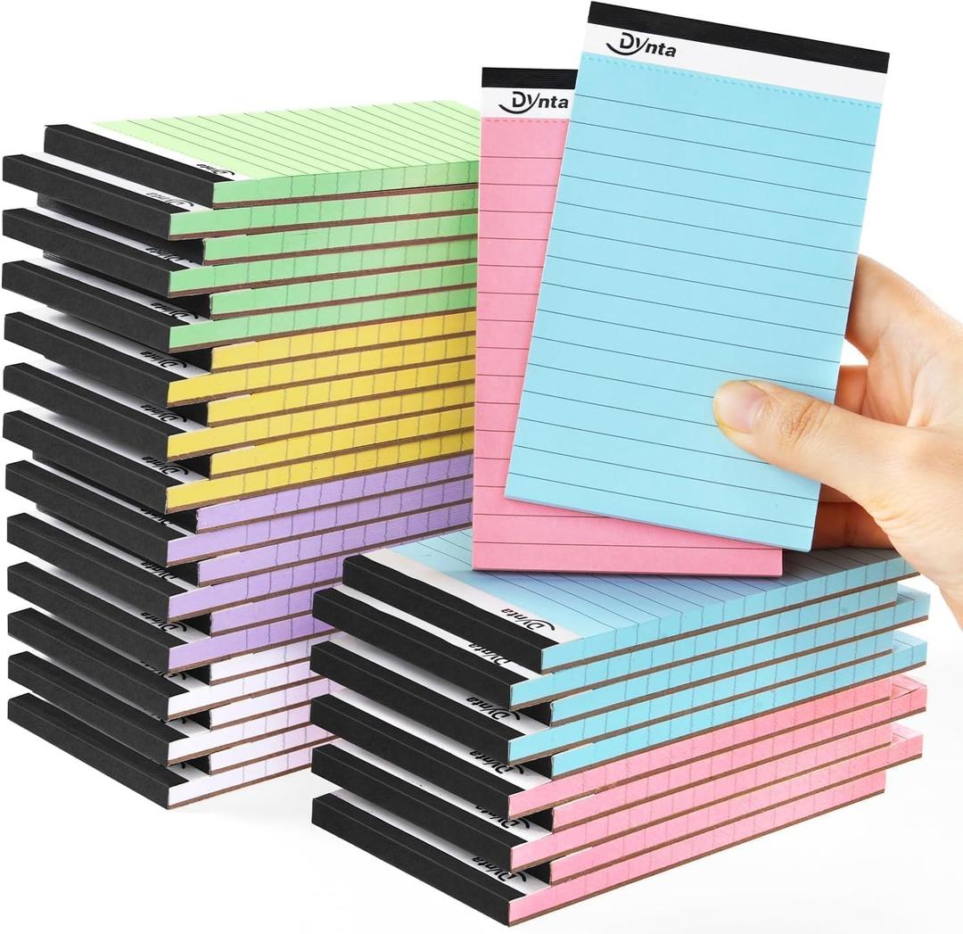 Dynta 36 Pcs 3x5 Note Pads, 45 Sheets Per College Ruled Mini Writing Pads, 80GSM Colored Paper 1620 Sheets, Multicolor Cute Notepads for Gift