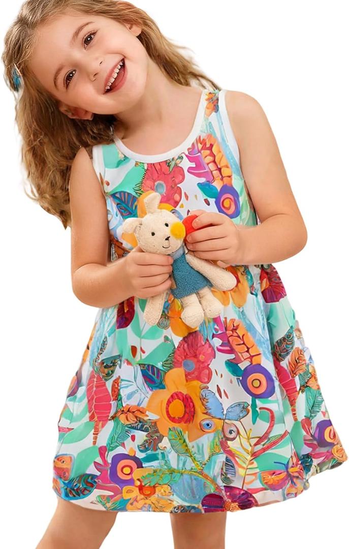 B&G-KID Toddler Girl Dresses Cotton Long/Short Sleeve Girl Easter Dress Kids Casual Applique Clothes 2-8 Years.