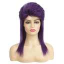 Swiking Purple Mullet Wigs for Women 80s Rocker Shaggy Layered Fluffy Wig Shoulder Length Hair Cosplay Halloween Costume Wigs(Purple)