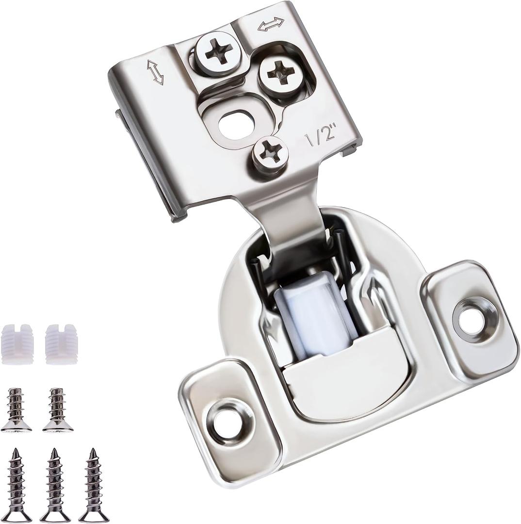 Soft Close Cabinet Hinges, HTCELLE 50 Pack 25 Pair 1/2 inch Overlay Self Slow Closing Door Hinges for Kitchen Cabinets, Face Frame Cabinet Concealed Hinges with Built-in Damper, 3 Way Adjustability