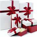 Gift Box for Present, Set of 5 Gift Boxes with Lids, Boxes for Gifts, Red Gift Boxes with Ribbon for Valentine's Day, Anniversaries, Birthday, Weddings, etc.(Red/White)