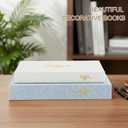 Cinnvoice Set of 2 Aesthetic Decorative Books Linen Boxes Enhance Your Coffee Table Bookshelf Mantle Decor Beautiful Fake Faux Books for Vintage Home Decoration Photo Storage(Baby Blue Beige)