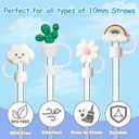 2 x 2Pcs 10mm Straw Covers for Stanley Cup 30&40 Oz, Cloud Flower Silicone Straw Toppers with 2Pcs Personalized Charm Accessories with Chains (2+2)