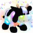 Hopearl LED Musical Stuffed Cow Lighting Up Singing Plush Toy Adjustable Volume Lullaby Animated Soothe Birthday Festival for Kids Toddler Girls, 12''