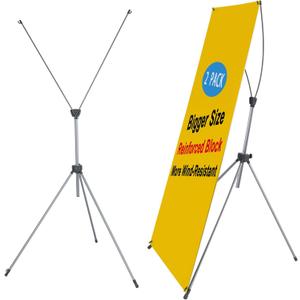T-SIGN X Banner Stand, Banners & Signs for Business - 23inch x 63inch to 32inch x 78inch Adjustable Banner Holder - Portable Retractable Banner with Bag - Banner for Trade Show & Display (Pack of 2)