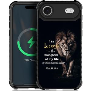 Case for iPhone 17 Air [Compatible with Magsafe], W Psalm Scripture Lion Soft TPU Bumper Hard PC Back Anti-Fall Shockproof Protective Magnetic Cover