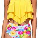 HOZIY Tween Girls Bathing Suits Size 10-12 Girl Two Piece Swimsuits Bikinis Tiered Flounce Swim Suits Pink Floral Flower Preteen