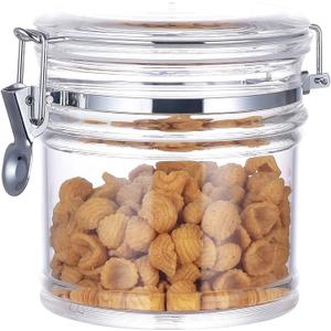 35 oz Reinforced Small Acrylic Canister with Locking Clamp, Airtight Flip Jar | Food Storage Container for Flour, Sugar, Coffee, Candy, Cookie 