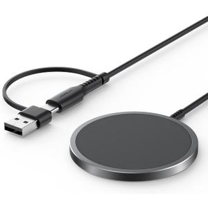 JSAUX Magnetic Wireless Charger Compatible with MagSafe Charger/iPhone 16/16 Pro/16 Plus/16 Pro Max/iPhone 15 Pro Max Plus/iPhone 14 13 12 Series, Wireless Mag Safe Charging Pad, Mag Charger (Black)