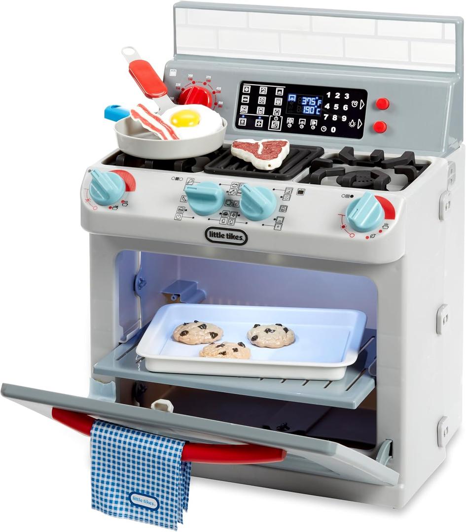 Little Tikes First Oven Realistic Pretend Play Appliance for Kids, Play Kitchen with 11 Accessories and Realistic Cooking Sounds, Unique Toy Multi-Color, Ages 2+, Full