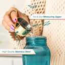 The MixMaster Cocktail Shaker with Strainer and Jigger Measuring Cap - Art Deco Leakproof Glass Drink Mixer for Crafting Cocktails - Innovative Home Bartending Supplies and Accessories - Blue