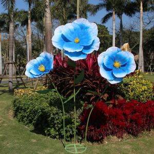 5.9 Ft Large Paper Artificial Flowers,Giant Flowers for Decoration,Standing Huge Handcrafted Poppy Flowers for Garden,Hotel,Office,Photography Props,Wedding,Art Gallery,Shop Window Display(B-Blue)