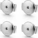 White Gold Plated Locking Earring Backs for Studs, Hypoallergenic Secure Earring Backs Replacements for Earrings Notch Post 3 Pack