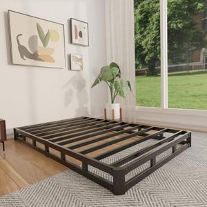 Twin Box Spring 4 Inch - Low Profile Box Spring Twin, Heavy Duty Mattress Foundation Metal Bed Base with Fabric Cover, Noise Free, Easy Assembly, Non-Slip, 2500lbs Max