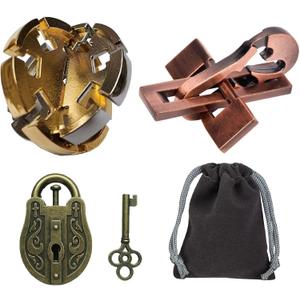3D Unlock Interlocking Puzzle, Metal Hole Lock, Adult Educational Toy, IQ Puzzle, 3 Combinations, 3 Pack