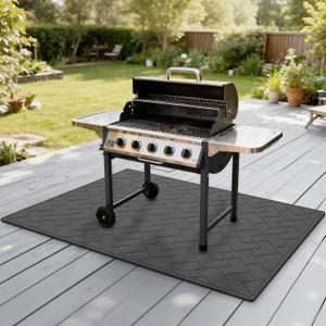 Grill Mats for Outdoor Grill 66" x 49", Heavy Duty TPE Under Grill Mat, Waterproof, Oil-Resistant & Easy to Clean, Protect Your Floors from Oil and Stains