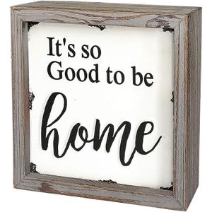 8" X 8" Wooden Home Sign Wall Decor Rustic Embossed Retro Metal and Wood Framed Sign Modern Farmhouse Wall Hanging Art Family Sign Home Dcor, Its so Good to be home