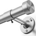 YaFex Heavy Duty Curtain Rods 32-60 Inch, 1 Inch Adjustable Curtain Rod for Windows, Silver Short Window Treatment Rods with Aluminium Finials, Easy Installation