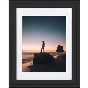 Golden State Art 14x18 Picture Frame - Matted for 11x14 Photo Black