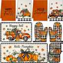 10 Pcs Thanksgiving Kitchen Decor Set Kitchen Towels Pot Holders Oven Mitts and Rugs Set Thanksgiving Decor for Baking Cooking Gift (Modern Color)