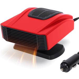WODHMIEY 12V Car Heater Portable 2-in-1 Fast Heating Auto Car Heaters Defroster Fan, 360 Windshield Defogger, Vehicle Heater Fan for SUV, Pickup, Winter Car Window Heater (Red 150W)