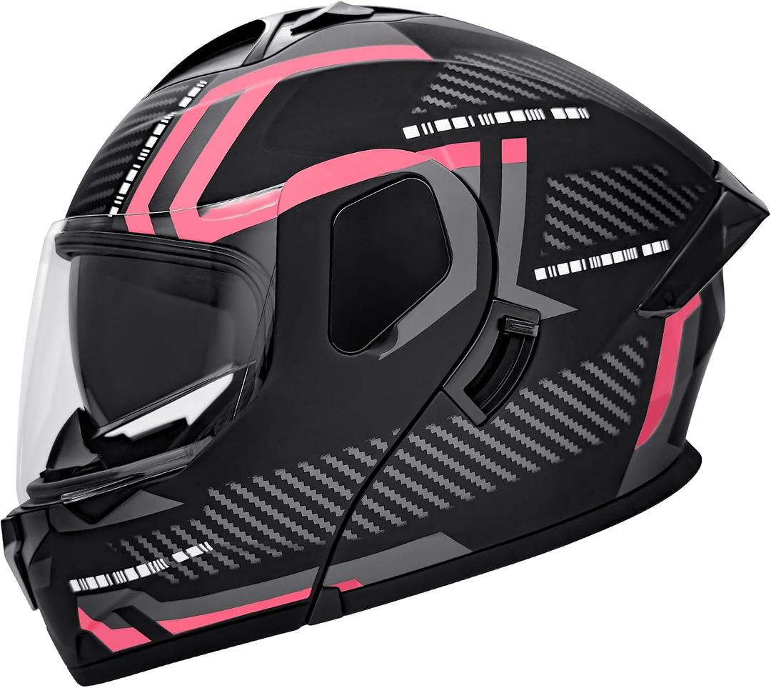 Modular Flip-Up Dual Visor Motorcycle Helmets Full Face Adults Motor-Bike BMX Four Wheelers Helmets for Men Women DOT Approved Medium