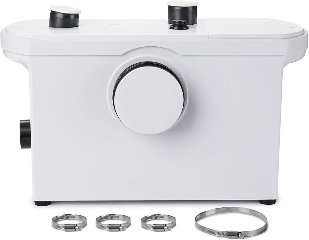 TOPWAY 600W Macerator Pump, Macerator Sewerage Sump Pump with 3 Water Inlets for Toilet, Basement, Kitchen, Sink, Shower, Bathtub Waste Water Disposal Upflush Machine