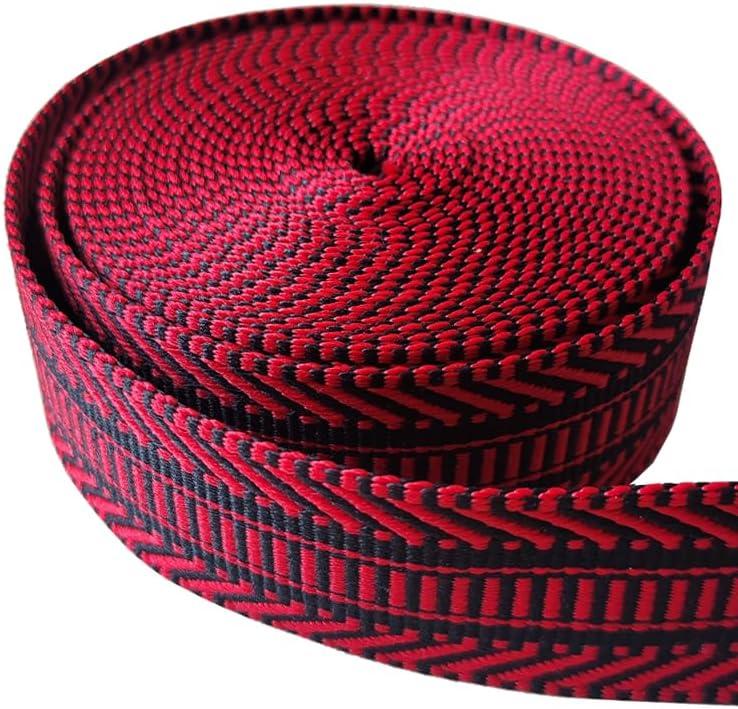 Nylon Webbing 1.5 inch Striped Webbing Polyester Webbing Heavy Duty Ribbon for Crafts Bag Handles Camera Purse Strap DIY Pet Collars Leash Backpack Belt 5 Yards 38mm (Red)