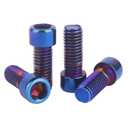 Hex Bolts, Titanium Finish, M8 x 20 25 30 35 40mm, Stainless Steel, Allen Drive, 4-Piece, for Bicycle, Motorcycle, Car (Burnt Blue, M8x20mm)