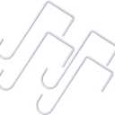 4 PCS Heavy Duty White Plant Hangers Garden Hooks Fence Hook Hanger Perfect for Hanging Lights Bird Feeder Flower Basket Planters (4.3X 8 inch)