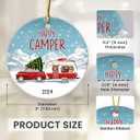 7 x Happy Camper Decor 2025 Christmas Ornament - Gifts for Camping Enthusiasts, Winter Decorations for Home, Gifts for Campers, Ceramic Christmas Ornament