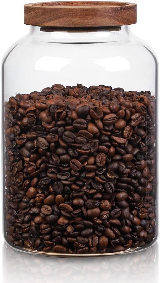 WHJY 1/2 Gallon Glass Jars with Airtight Lids Transparent Clear Kitchen Canister for Pantry Organization Large Food Storage Containers for Coffee Flour Sugar Pasta