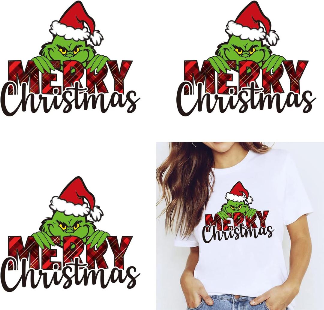 4 x 3Pcs Christmas Iron on Decals Transfer,Winter Christmas Iron on Patches Cartoon Christmas Hat Design Iron on Stickers Xmas Iron on Clothing Patches for Clothing Hat Pillow Backpack DIY Craft Supplies