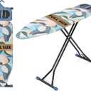 Ironing Board(45 x 15 in) 7 Height Options, Metal Panel Foldable Iron Board with Rest, Compact Portable Ironing Board, Heavy Duty Folding Iron Stand with Hanger, Dark Blue 