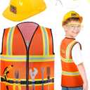 Handepo Construction Worker Costume Kids Hard Hat Construction Vest Goggles Toddler Dress Up Set Birthday Party Girls Boys(Yellow)
