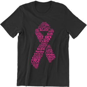 Promotion & Beyond Breast Cancer Awareness Pink Ribbon T-Shirt for Men Breast Cancer Shirts (X-Large, Black)