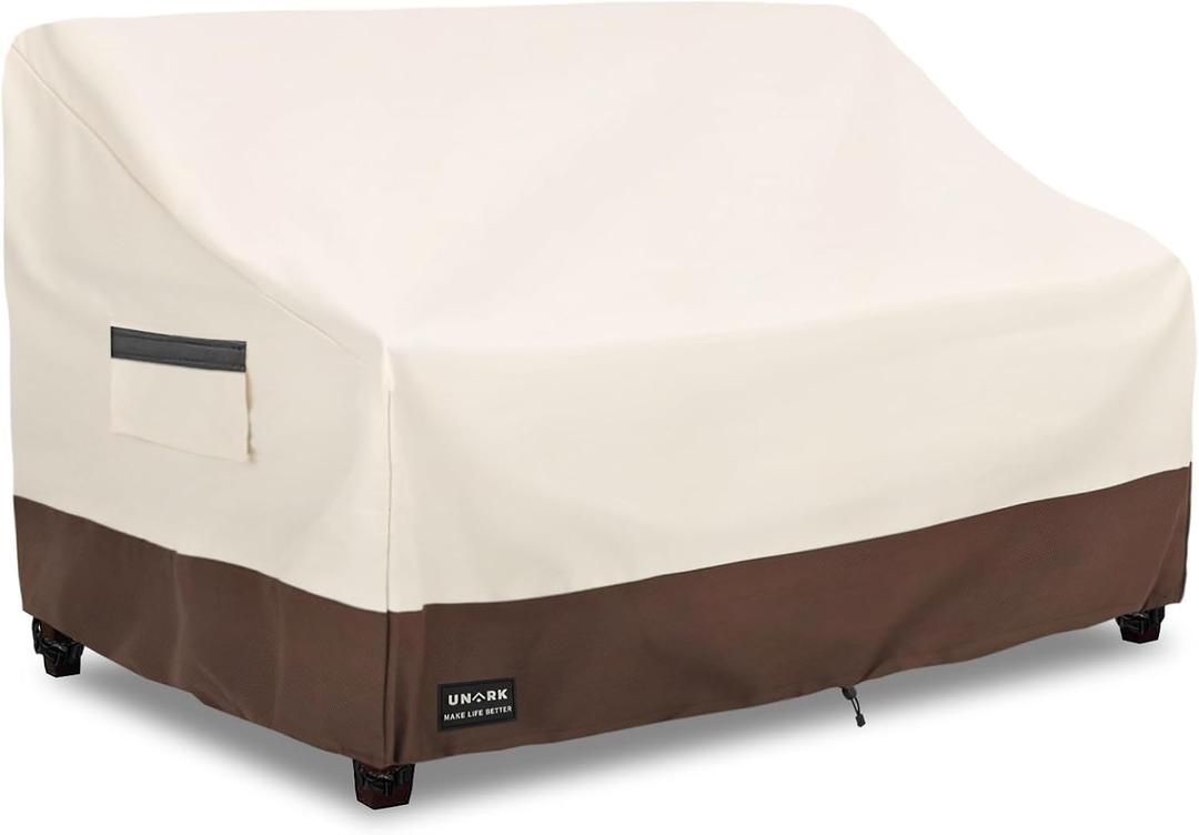 Patio 3-Seater Sofa Cover, 3 Seater Outdoor Couch Cover Waterproof Couch Covers Fits up to 79W x 37D x 35H Inches, Waterproof Heavy Duty Patio Furniture Covers, Beige and Brown, XL
