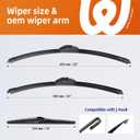 26"+20" Windshield Wiper Blades with 14" Rear Wiper Replacement for Chrysler Pacifica Voyager 2017 2018 2019 2020 2021 2022 2023 2024-OEM Quality All-Weather J Hook Wipers(Set of 3)