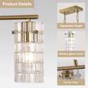 4 Lights Gold Chandelier Glass Long Pendant Light Fixtures, 21.3