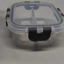 Bariatric Meal Prep Containers, 8 oz Bariatric Portion Control Food Storage Containers with Two 4 oz Compartments (3 Pack), Reusable Glass Snack Containers with BPA Free Airtight Lids (Black)