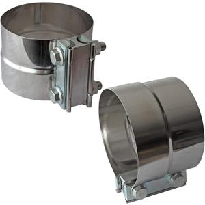 4" Lap Joint Exhaust Band Clamp - Stainless Steel With 1 Block 2Pcs For 4" Od To 4" Id Exhaust Pipe, Muffler, Elbow And Exhaust Tubing Connection(2 Pack)