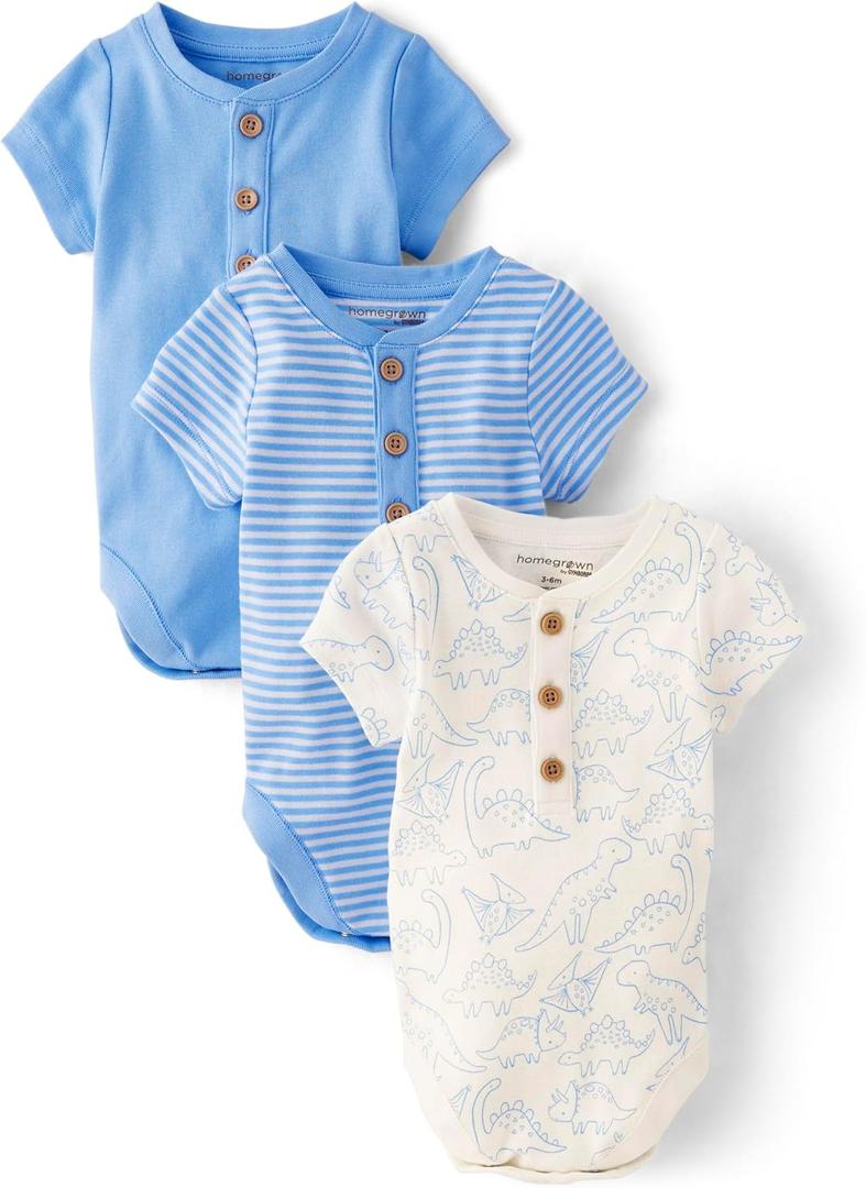 Gymboree Baby And Newborn Short Sleeve Bodysuits (Preemie, Sky Blue)