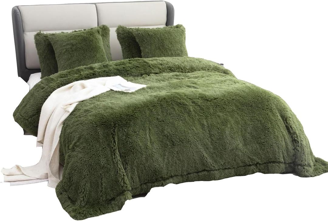 YUSOKI Faux Fur King Blanket(Olive Green,90" x 104"), Without Pillows,Winter Lightweight Plush Fuzzy Soft Cozy Microfiber Comfy Bed Blanket for Women Kids Girls Couch Sofa Washable