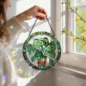 8 Inch Sun Catchers Indoor Window, Acrylic Rainbow Suncatcher Window Hanging Decoration for Living Room Bedroom Summer Home Balcony Ornaments Decoration (64 Leaf)