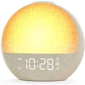 Sunrise Alarm Clock, White Noise Sound Machine with 30 Soothing Sounds, Dimmable Night Light, Natural Sunlight Lamp Gentle Wake Up Light for Bedrooms, Kids, Heavy Sleepers Adults, Baby, Ideal for Gift (Putty)