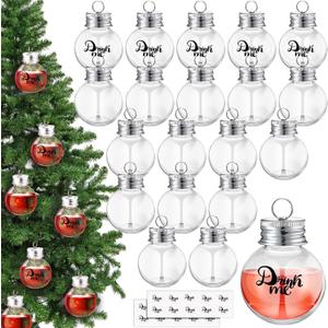 Patelai 20 Pcs Christmas Clear Plastic Fillable Ornaments for Tree Christmas Drink Balls Plastic DIY Hanging Pendant Ball for Crafts Home Wedding Party Decor (50 ml)