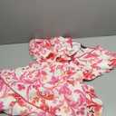 PRETTYGARDEN Women Summer Boho Maxi Dresses 2025 V Neck Puff Short Sleeve A-Line Flowy Tiered Floral Wedding Guest Dress large, White Rose Red Flower