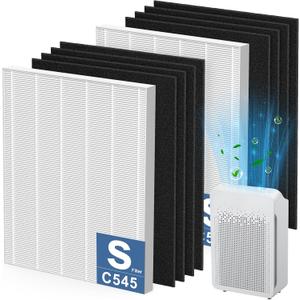 2 Pack C545 HEPA Replacement Filter S Compatible with Winix C545 Air Purifier, Replaces Part 1712-0096-00 and 2522-0058-00, 2 HEPA Filter + 8 Activated Carbon Filters